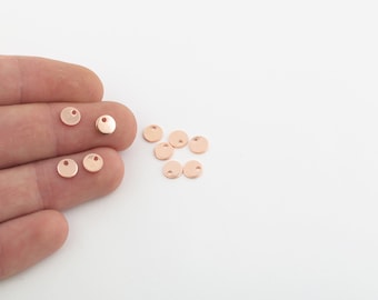 10 Pcs 6mm Rose Gold Plated Round Disc, Circle Disk, Round Disc Pendant, Stamping Blank, Round Coins ,Stamping Tag, RSGLD-533