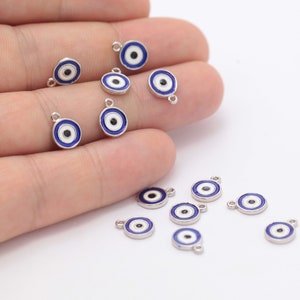 Silver Plated Eye Pendant,Evil eye charm, Silver evil eye pendant, evil eye pendant, ( 8X10mm ) SLVR-131