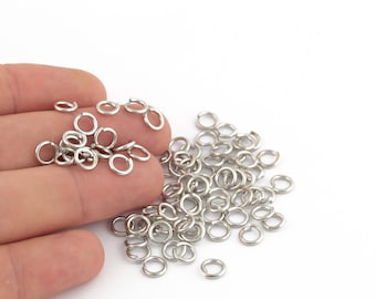 25 Pcs 1.2x7mm Jump Rings ,Tiny Jump Ring Connectors , Rhodium Plated Connector , Rhodium Plated Findings ,Rhodium Plated- SLVR-446