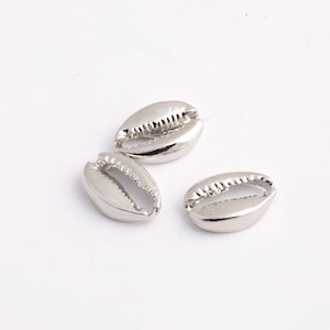 1 Pcs Silver Plated Cowrie Charms,Cowrie Shell Pendant, Cowrie Necklace, Small Gold Cowrie, Boho Charms, ( 10x14mm ) , SLVR-82