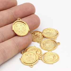 24k Matt Gold Plated Medallion Charms , anthem Charms, Medallion galaxy Charm, Matt Gold Plated Medallion , Charms ( 20x22mm )- MTGLD-30