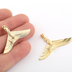 1 Pcs 24x44mm 24K Shiny Gold Plated Winged Goddess Charms,Ancient Egyptian Charms,Cleopatra Charms,Egyptian Pendant, Winged Goddess, GLD-911