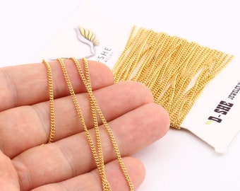 3,3 pies 24k gold plated curb Chains, Gold Plated Chains, Necklace Chain, Soldered Chains, << 1.70x2.15mm>> GZ-21