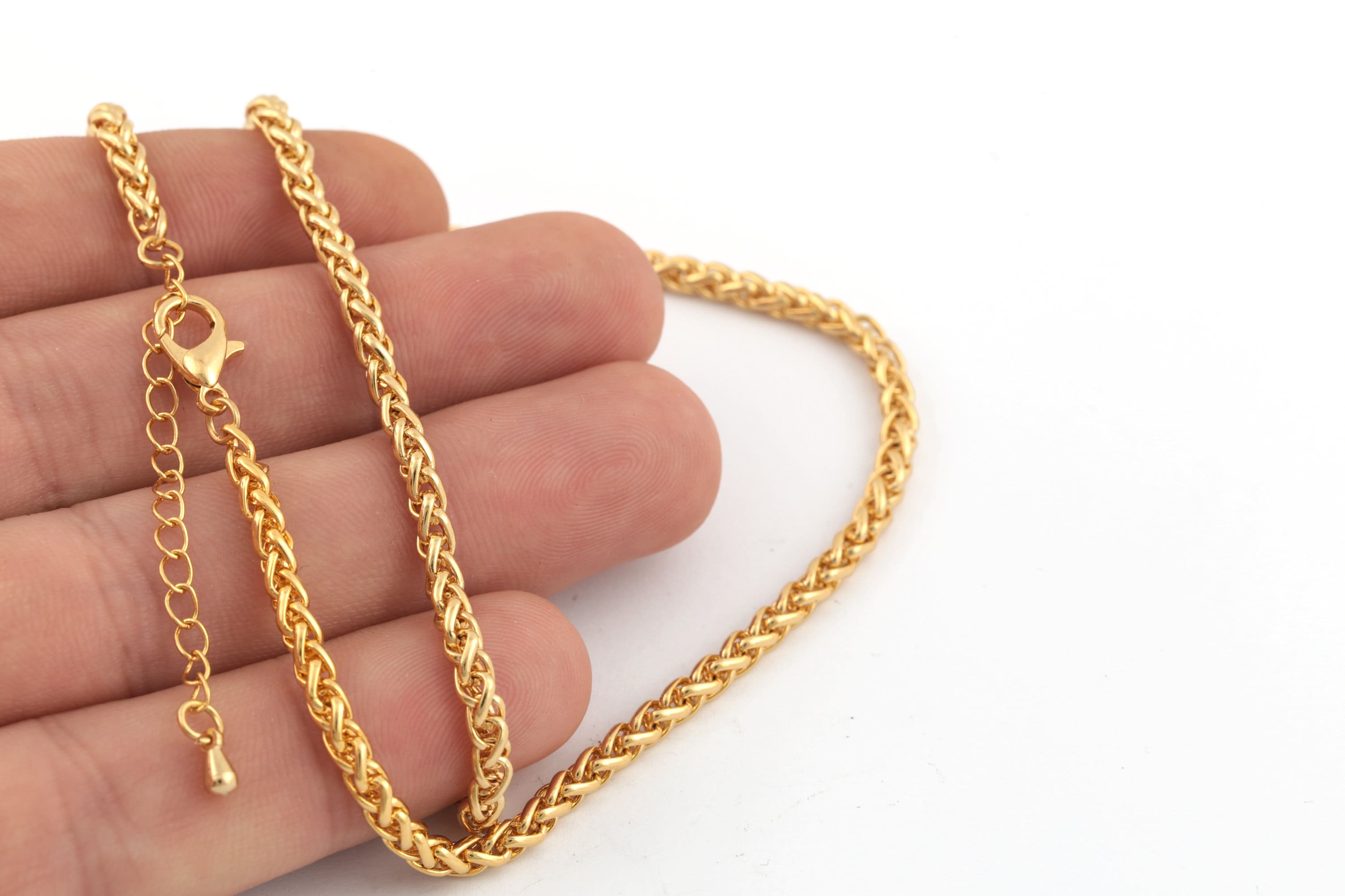 Ready Necklace Chain 16 17 18 20 22 25 24k Gold Plated Shiny Gold Plated Tiny Paperclip Chains 5 mm Cable Chain
