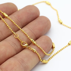 Ready Necklace Chain-16&quot;-17&quot;-18&quot;-20&quot;-22&quot;-25&quot; 24k Gold Plated Shiny Gold Plated Ball Chains , 1.5mm Soldered Chains ,Cable Chains,