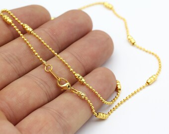 Cadena de collar ready-16"-17"-18"-20"-22"-25" 24k Oro chapado en oro plateado cadenas de bolas, 1.5mm cadenas soldadas , Cadenas de cable,