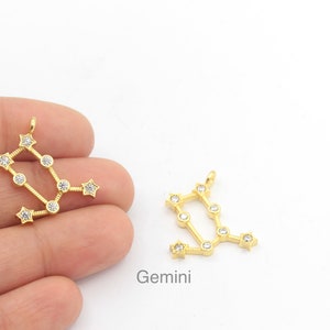 24k Shiny Gold Plated Zodiac Signs Charms , Astrology Charms,  Gemini Gold Zodiac Charms, Horoscope Charms, ( 22x24mm ) GLD-746