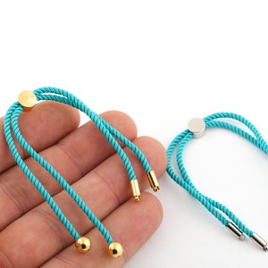 Half Finished Adjustable Bracelet, Cotton Rope Bracelet, 2mm Cord Bracelet Connector BlanksFriendship Style for DIY Gift Jewelry (24cm)AS-51
