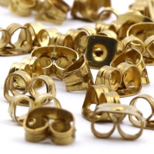 100 Pcs Brass Earring Stud Backs,Raw Brass Earring Studs Back Stoppers,6x4mm EAR-61 image 6