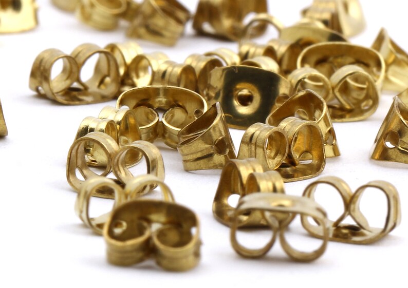 100 Pcs Brass Earring Stud Backs,Raw Brass Earring Studs Back Stoppers,6x4mm EAR-61 image 6