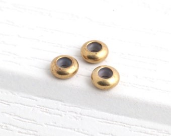 5 Pcs Raw Brass Rubber Stopper , Raw Brass Bracelet Connector , Rubber Stopper, Rondela Rubber Stopper ,  ( 8x3.5 mm ) DS-RW-333