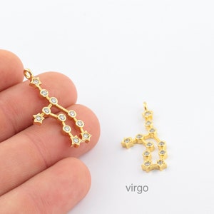 24k Shiny Gold Plated Zodiac Signs Charms , Astrology Charms,  Virgo Gold Zodiac Charms, Horoscope Charms, ( 16x24mm ) GLD-784