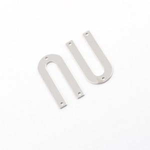 Silver Plated Pendant ,Brass Geometric Charm, 6 Pcs Silver U Shaped Pendants With 3 Holes, Charms, Findings (26x12mm) SLVR-23
