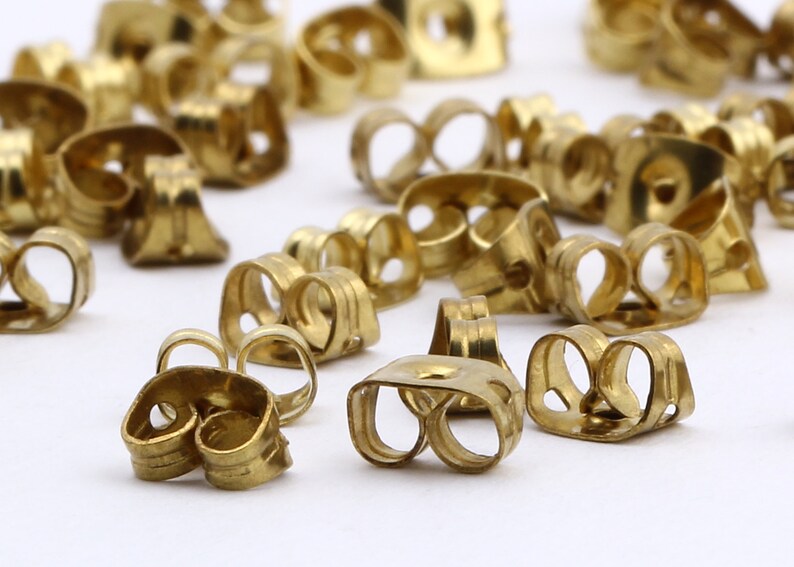100 Pcs Brass Earring Stud Backs,Raw Brass Earring Studs Back Stoppers,6x4mm EAR-61 image 5