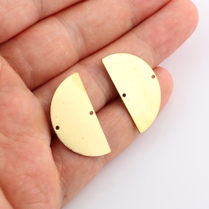 Raw Brass Half Moon, Stamping Blank, Crescent, Semi Circle, Triple Moon Pendant, (. 15x30mm) 6 Pcs,DS-RW-278
