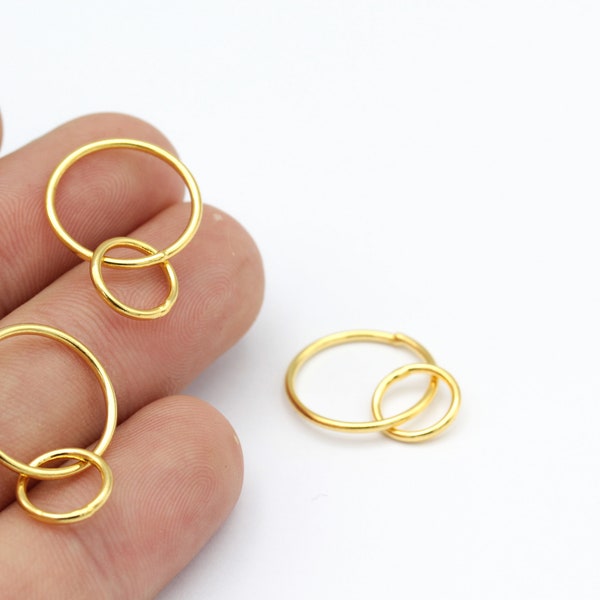 1 stuks ring ketting, gouden gesloten ring, 10x17mm 24k glanzend vergulde gesloten ring, cirkel connector, ronde charme, vergulde hoepel GLD-455