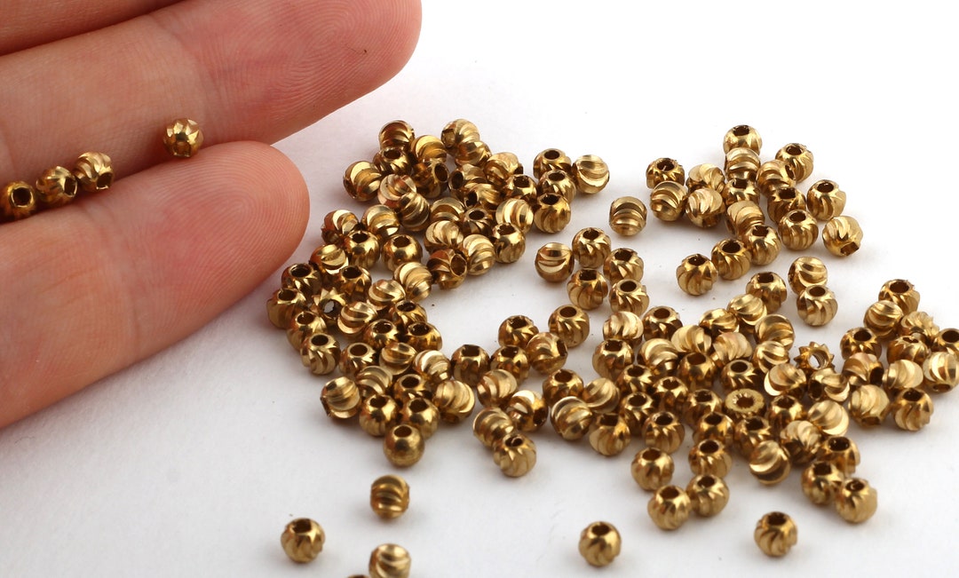 35 Pcs 3mm Raw Brass Laser Cut Beads Faceted Beads Spacer Etsy