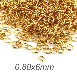 Anelli jump in ottone grezzo da 250 pezzi da 0,8x6 mm, anelli di salto in ottone grezzo sfuso, connettori braccialetto risultati in ottone grezzo, anelli di salto aperti / DS-RW-105