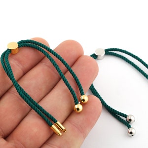 Half Finished Adjustable Bracelet, Cotton Rope Bracelet, 2mm Cord Bracelet Connector Blanks,Friendship Style for DIY Gift Jewelry(24cm)AS-39