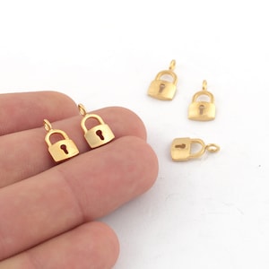 8x14mm 24k Shiny Gold Plated Heart Lock Jewelry, Heart Locket Charms, Gift For Her, Heart Locket Necklace, Heart Lock Charms, GLD-1135