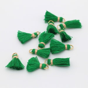 5 Pcs 2cm Green Tassels, Mini Tassels, Short Thread Cotton Tassels, Cotton Tassels, TSL-12