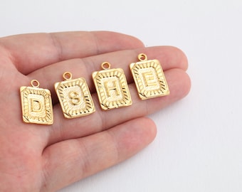 15x24mm 24k Glänzend Vergoldete Buchstabenanhänger, Alphabet Buchstabenanhänger, Initialanhänger, Minibuchstabe, Vergoldetes Zubehör - (15x24) - GLD-227