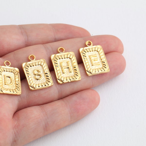 15x24mm 24k Shiny Gold Plated Letter Charms, Alphabet Letter Charm, İnitial charms, Mini Letter, Gold Plated Findings  - ( 15x24 ) - GLD-227