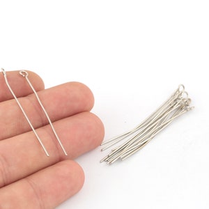 25 Pcs 0,80x50mm Rhodium Plated Eye Pins, Rhodium Plated Pins, Round Head Pins, Jewelry Making, Rhodium Plated Findings, SLVR-515