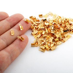 30 Pcs 24k Gold Plated Cord Tip, Cord End, Crimp , End , Square End-GLD-105