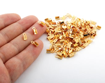 30 Pcs 24k Gold Plated Cord Tip, Cord End, Crimp , End , Square End-GLD-105