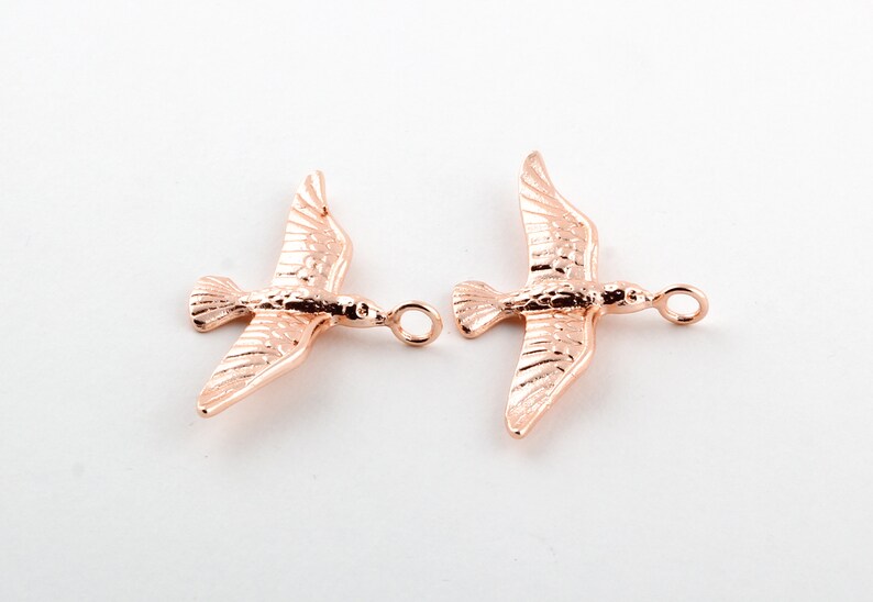Rose Gold Plated Bird charm -RSGLD-140 38x24mm Rose Gold Plate brass bird necklace pendants