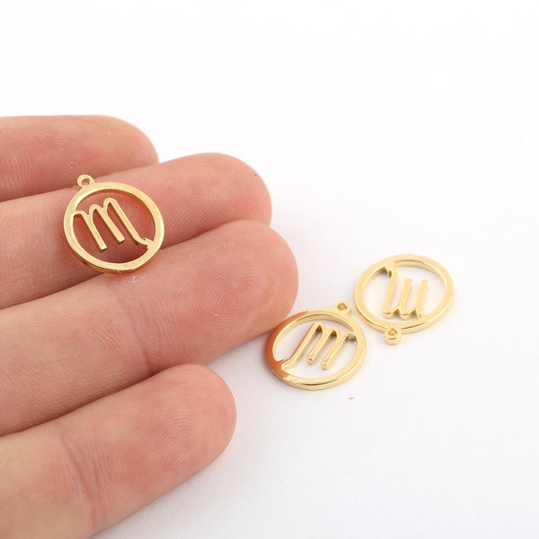 14x16mm 24k Shiny Gold Plated Zodiac Signs Charms , Scorpio Charms, Gold Zodiac Charms, Horoscope Charms, Gold Plated Findings, GLD-939