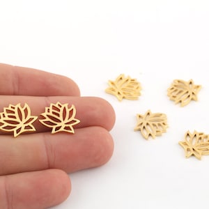 1 Pcs 15x17mm 24k Shiny Gold Plated Flower Charms, Lotus Flower Charms ,Mini Flower Pendant,Gift For Her,Lotus For Charms, GLD-983