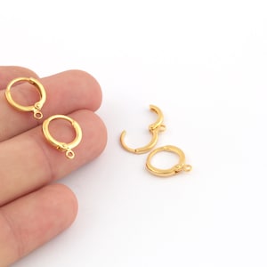 2 Pcs 24k Shiny Gold Plated Earring Findings, plain Leverback Findings 12x15mm EAR-409