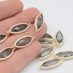1 Pcs Shiny Gold Plated Crystal Oval Connector, Bracelet Charms ,  Gemstone Connector , Bracelet Connectors, ( 10x28 ) STN-26