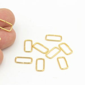 15 Pcs 24k Gold Plated Brass Rectangle Jump Rings, Open jump Rings Charms, Jump Rings Earring Charms, Jewelry Supplier, (7x15mm),GLD-708