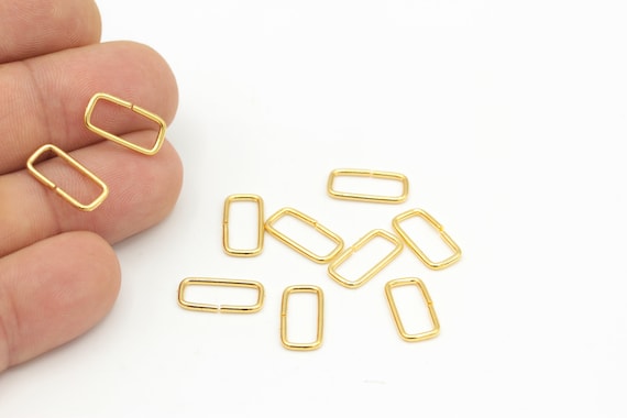 15 Pcs 24k Gold Plated Brass Rectangle Jump Rings Open Jump - Etsy
