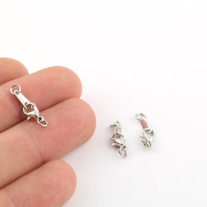 5 Pcs Necklace finishing apparatus , Rhodium Plated Necklace Findings , Necklace End , 9.5mm Clips , total ; 20mm SLVR-485