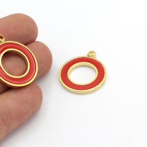 24k Shiny Gold Round Necklace Pendant, Colored Charms, Necklace Charms, Circle Pendant, (22mm) GLD-616