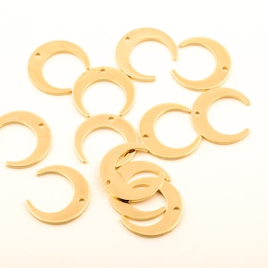 6 Pcs 24k Shine Gold moon charms ,  crescent moon charms with 1 hole, pendants, earrings, findings ( 17x16mm)-GLD-145