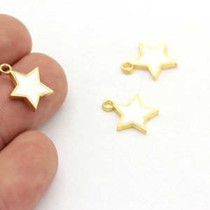 24k Gold Plated Star Charms , Necklace Star Charms, Colored Charms ,   Star Pendant, Star Findings , ( 12x15mm), GLD-580