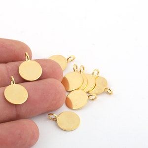 2 Pcs 12x17mm 24k Shiny Gold Plated Round Disc, Circle Disk, Round Disc Pendant, Stamping Blank, Round Coins ,Stamping Tag, GLD-884