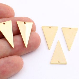 3 Pcs 24k Gold Plated Triangle Charms , Triangle Pendant , Necklace Charms , Earring Findings , Jewelry Making , 13x22 mm-GLD-49