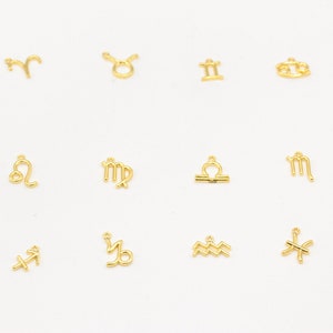 24k Shiny Gold Plated Zodiac Signs Charms , Astrology Charms, Gold Zodiac Charms, Horoscope Charms, Gold Plated Findings, 10mm image 2