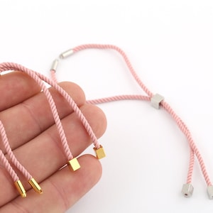 Half Finished Adjustable Bracelet, Cotton Rope Bracelet, 2mm Cord Bracelet Connector BlanksFriendship Style for DIY Gift Jewelry (24cm)AS-50