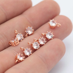 1 Pcs Rose Gold Plated Cz Pendant, Cubic zirconia pendants, crystal pendant, 6x9mm ZRK-206