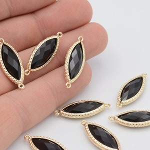 1 Pcs Shiny Gold Plated Crystal Oval Connector, Bracelet Charms ,  Gemstone Connector , Bracelet Connectors, ( 10x28 ) STN-25