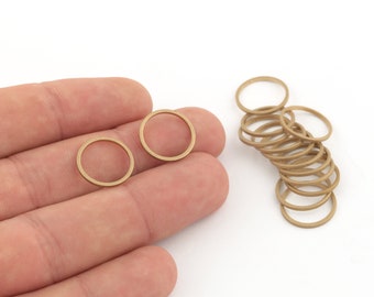 6 Pcs 15mm Raw Brass Rings ,Raw Brass Ring Connector ,Raw Brass Circle Pendant ,Raw Brass Connector, Round Connector, DS-RW-576