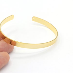 6x155mm 24k Shiny Gold Plated Bangle, Polished Cuff Bracelet, Hand Made Bracelet, Polished Bracelet, Bracelet, Adjustable Bracelet / AS-14