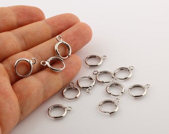 2 piezas de accesorios para pendientes chapados en rodio, cierre de palanca liso, 12 x 15 mm EAR-6